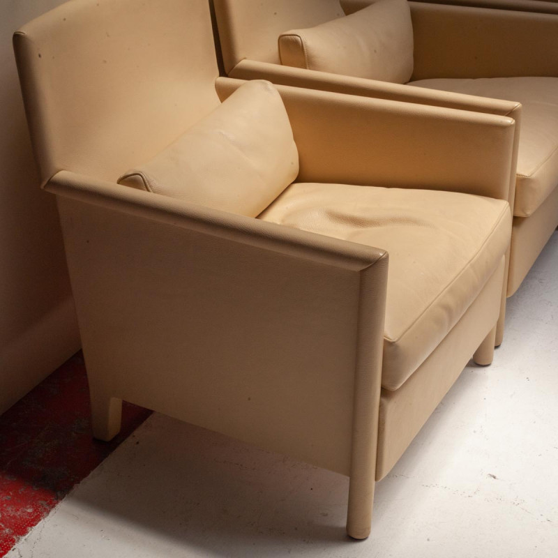 Vintage Vivette clubfauteuil in crèmeleer van Luca Meda, 1980