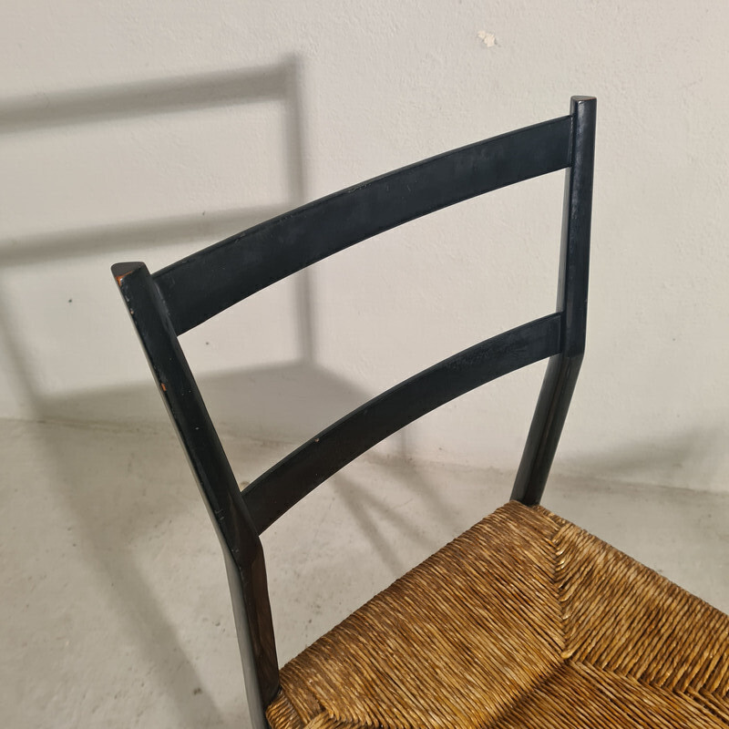 Pareja de sillas de paja Superleggera vintage de Gio Ponti para Cassina