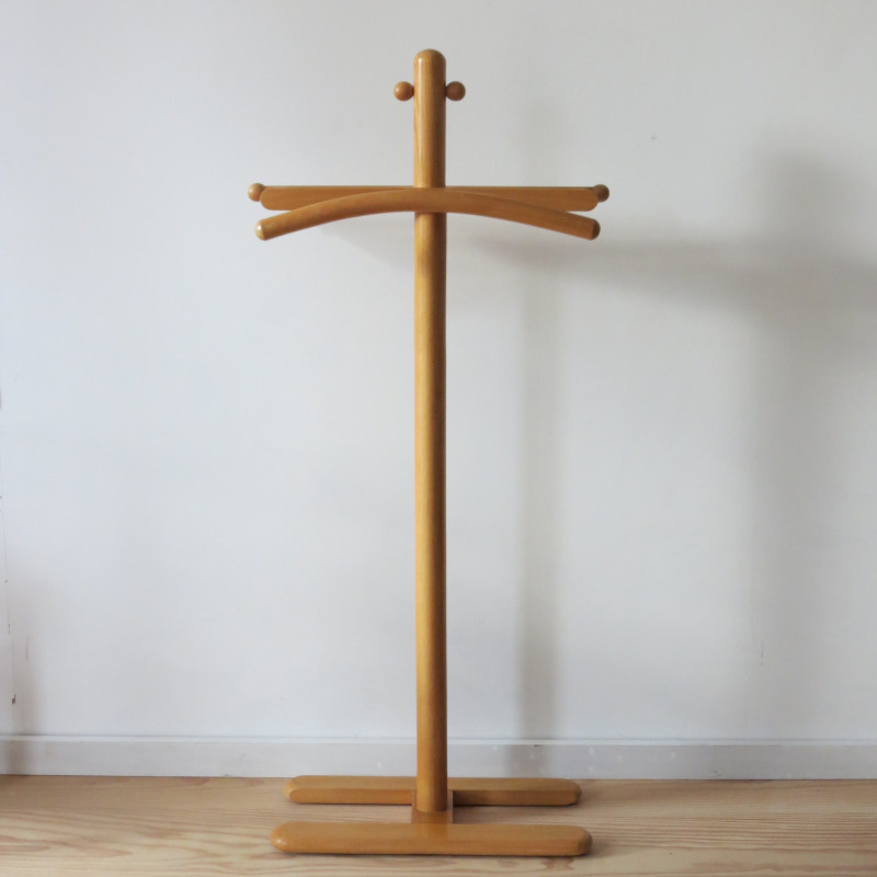 Mid century wooden valet stand, Czechoslovakia 1960s