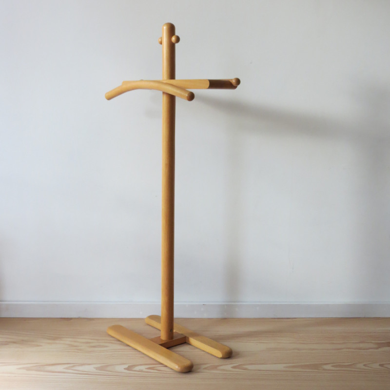 Mid century wooden valet stand, Czechoslovakia 1960s