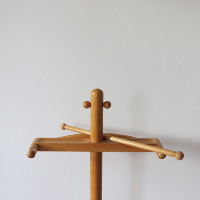 Mid century wooden valet stand, Czechoslovakia 1960s