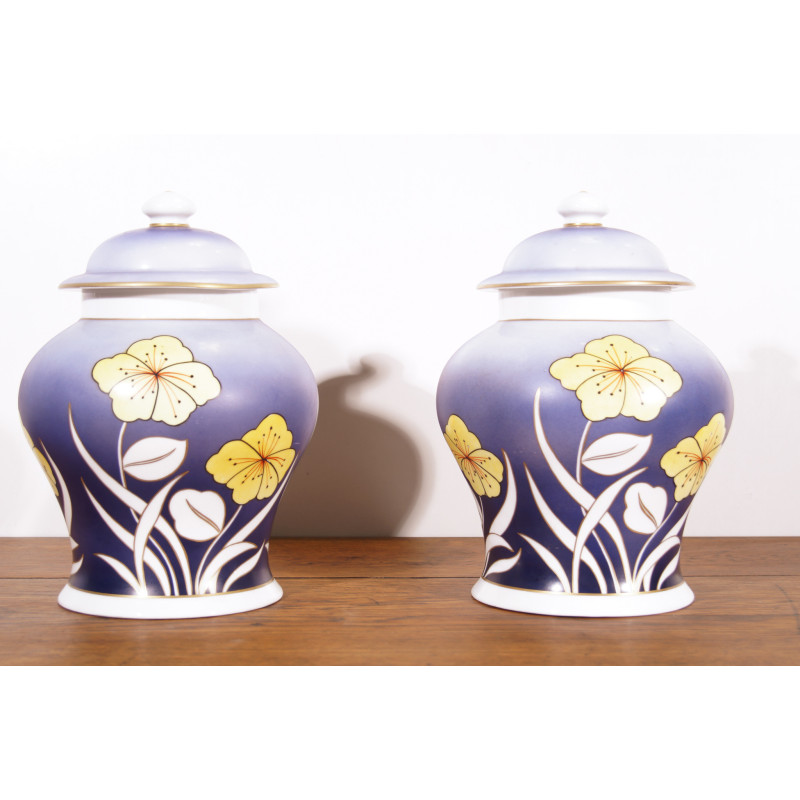 Par de balaustres de porcelana vintage de Limoges