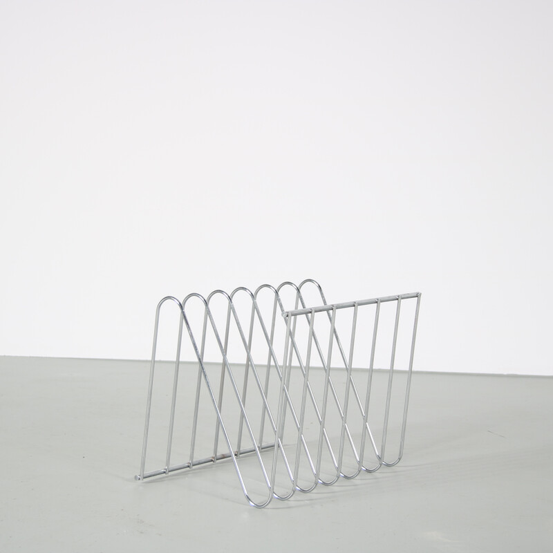 Vintage wire magazine rack by Francois Arnal, France 1970s