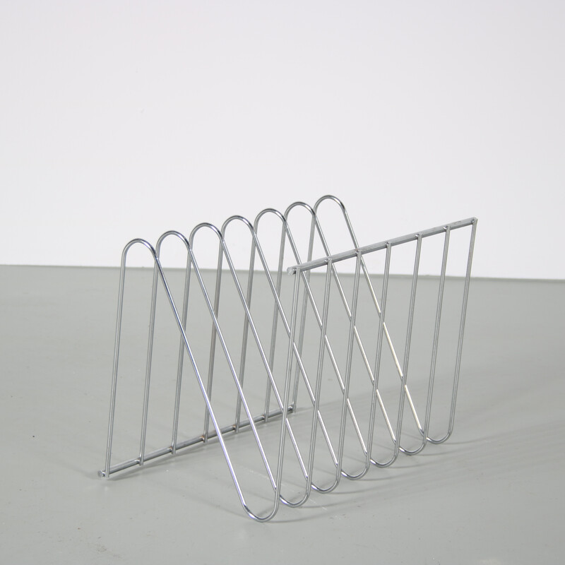 Vintage wire magazine rack by Francois Arnal, France 1970s