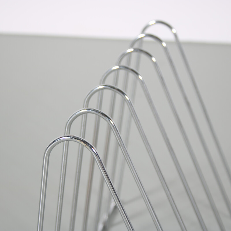 Vintage wire magazine rack by Francois Arnal, France 1970s