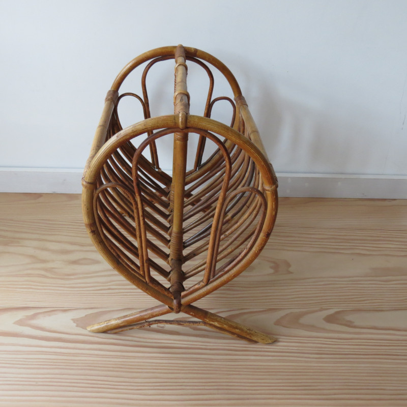 Vintage bamboo magazine rack, Italy 1960s