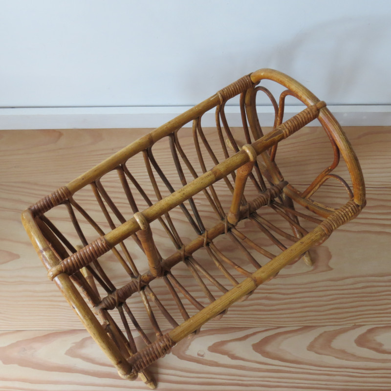 Vintage bamboo magazine rack, Italy 1960s