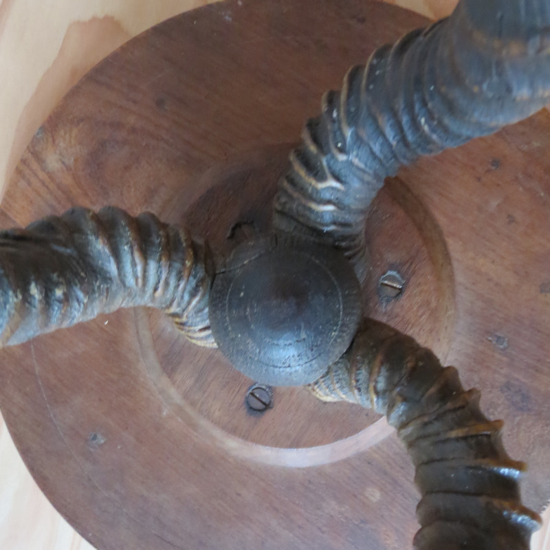 Vintage Impala Horn and rosewood tripod side table, England 1880s