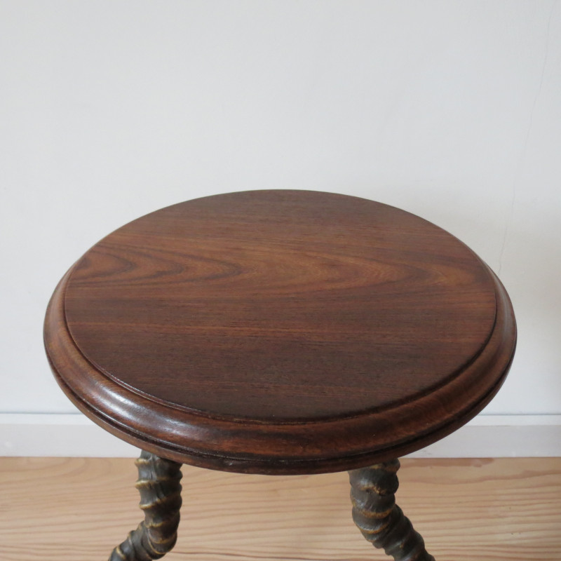 Vintage Impala Horn and rosewood tripod side table, England 1880s