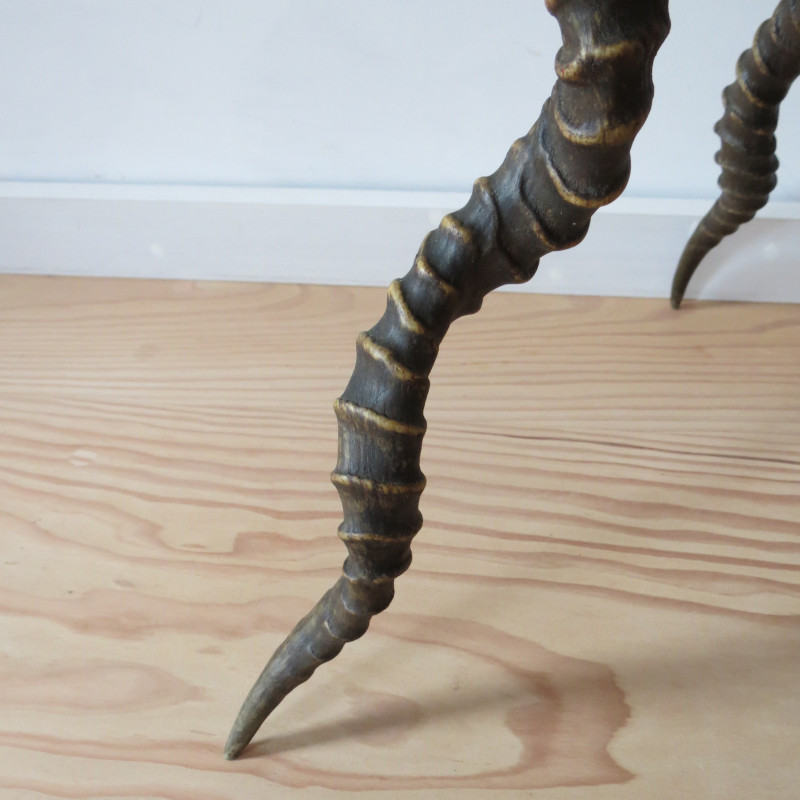 Vintage Impala Horn and rosewood tripod side table, England 1880s