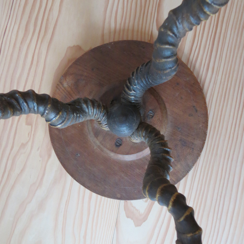 Vintage Impala Horn and rosewood tripod side table, England 1880s