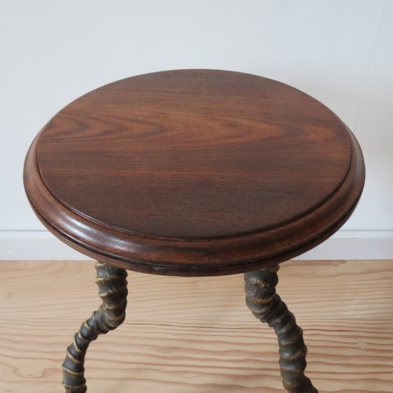 Vintage Impala Horn and rosewood tripod side table, England 1880s