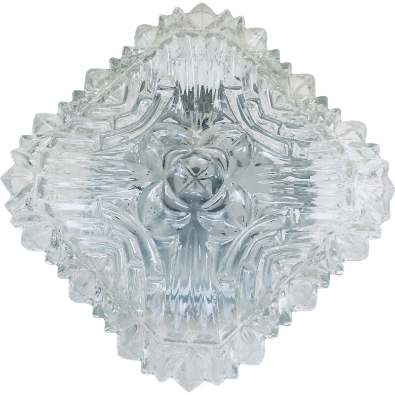 Vintage ice crystal glass wall lamp, Germany 1960s