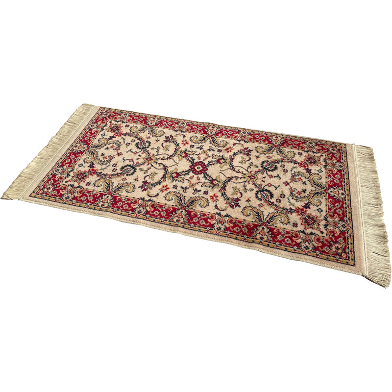 Vintage Persian rug in pure beige wool