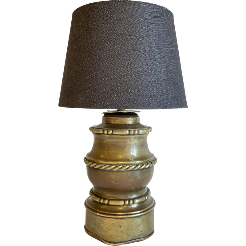 Lampada vintage in ottone e tessuto