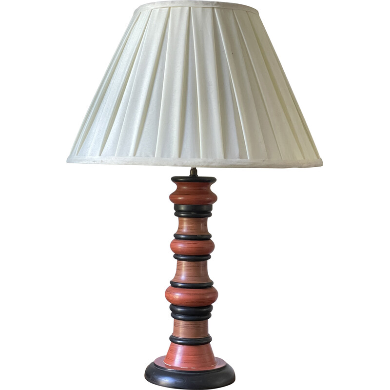 Vintage-Lampe aus gedrechseltem Holz