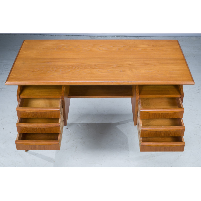 Mid-century Danish teak desk by Gunnar Nielsen for Tibergaard, 1960s