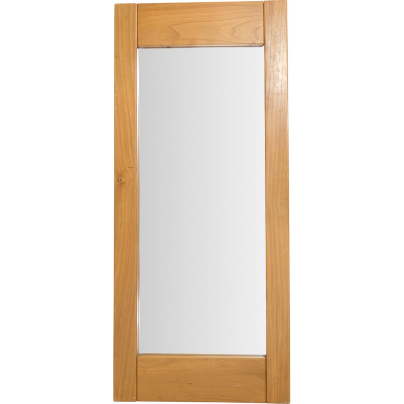 Vintage solid pine mirror by Maison Regain, 1980