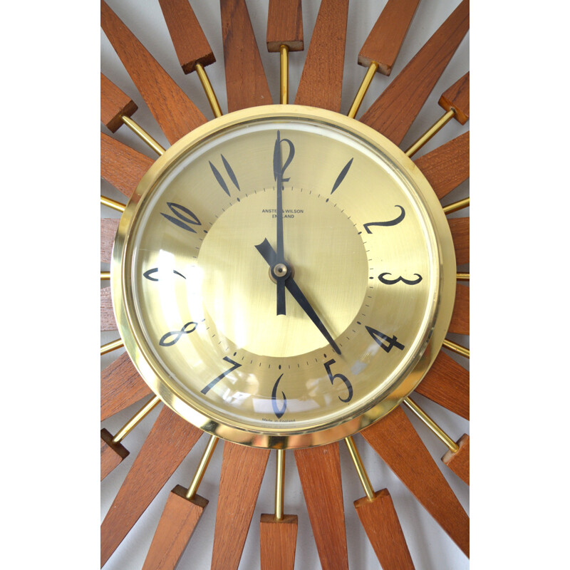 Superbe Horloge en forme de soleil Anstey & Wilson - 1960