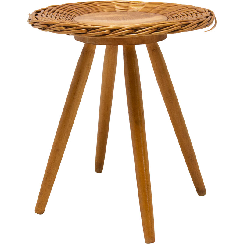 Mid century rattan stool by Jan Kalous for Úluv, Czechoslovakia 1960s