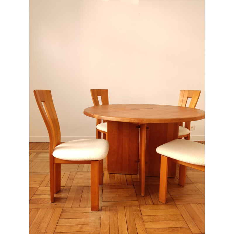 Juego de comedor vintage de madera maciza, 1970