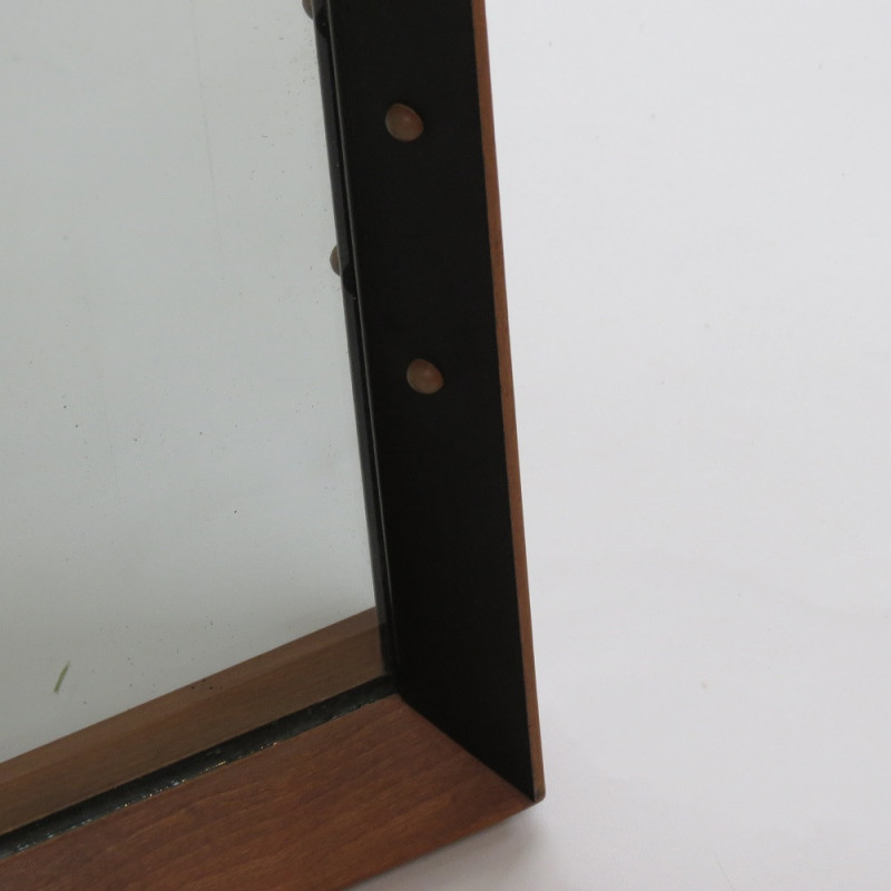 Espelho de madeira de faia negra ebonizada de meados do século por Rowley, década de 1960