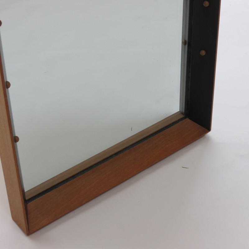 Mid century black ebonized beechwood mirror by Rowley, 1960s