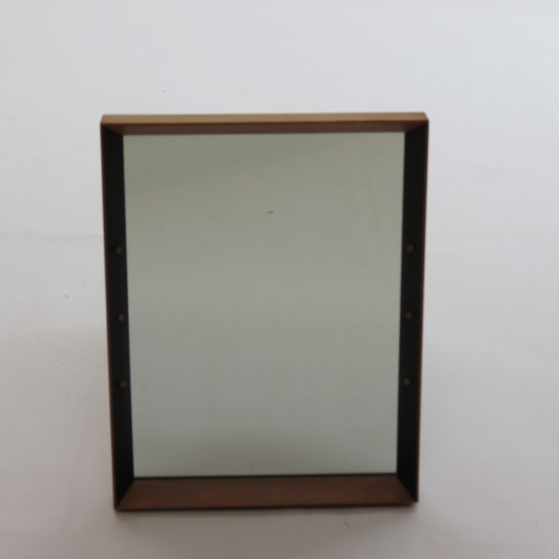 Mid century black ebonized beechwood mirror by Rowley, 1960s