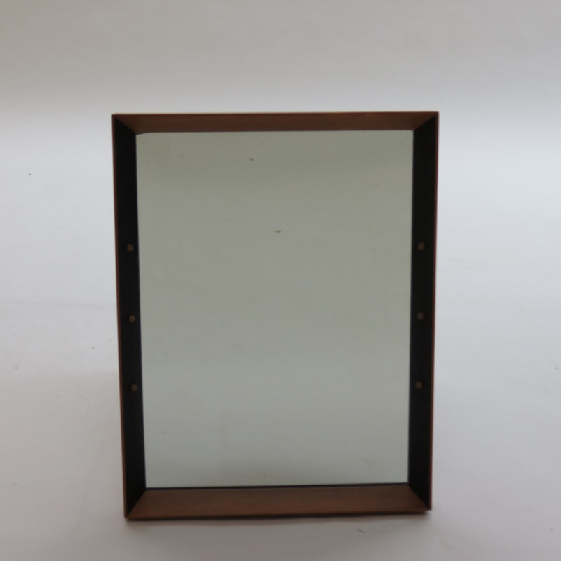 Mid century black ebonized beechwood mirror by Rowley, 1960s