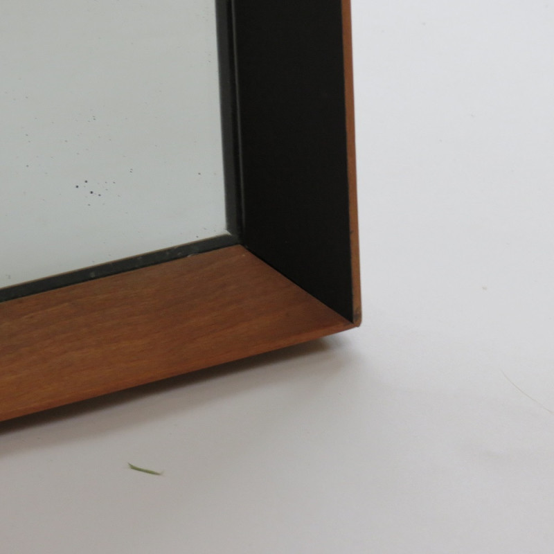 Espelho de madeira de faia negra ebonizada de meados do século por Rowley, década de 1960