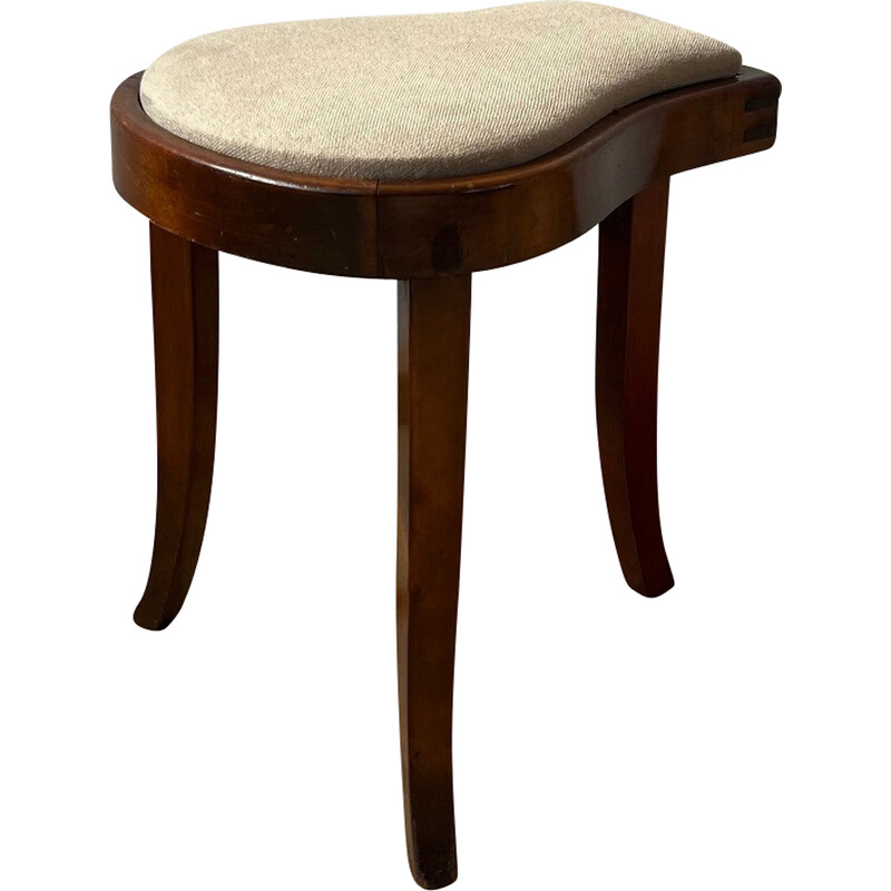 Swedish vintage tripod upholstered stool, 1930s