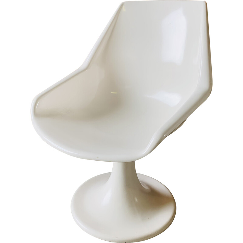 Vintage tulip armchair in white fiberglass