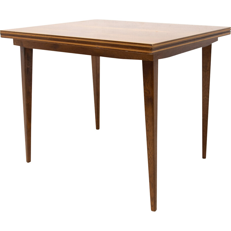 Table pliante vintage en bois de hêtre et de noyer, Tchécoslovaquie 1970