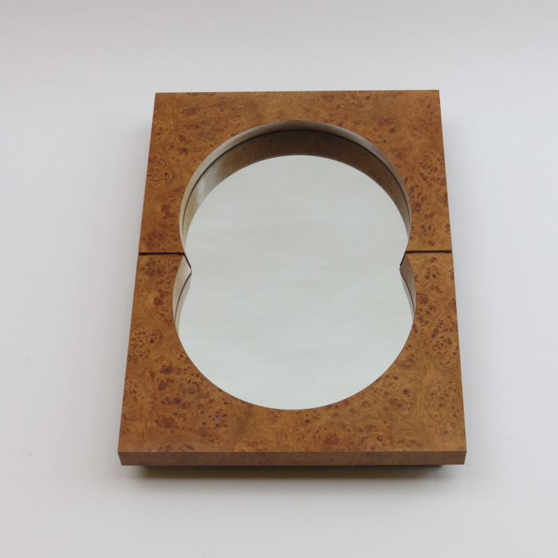 Specchio da parete in legno di olmo vintage realizzato su misura da Desmond Ryan, 1990