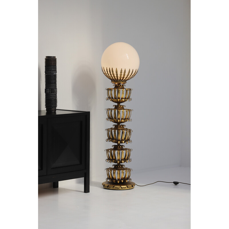 Vintage gilt floor lamp, 1970s