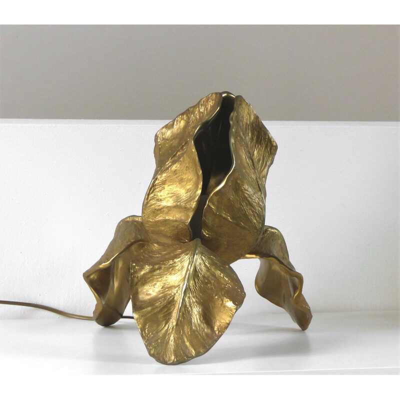 Lámpara vintage Iris en bronce dorado de Maison Charles, 1970