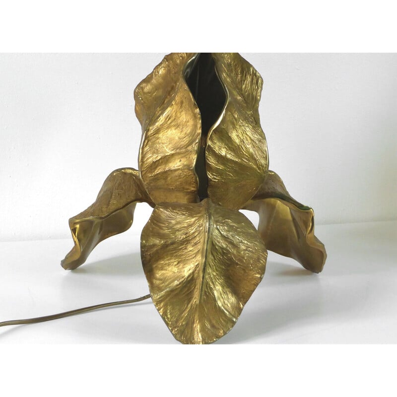 Lampe vintage Iris en bronze doré de la Maison Charles, 1970