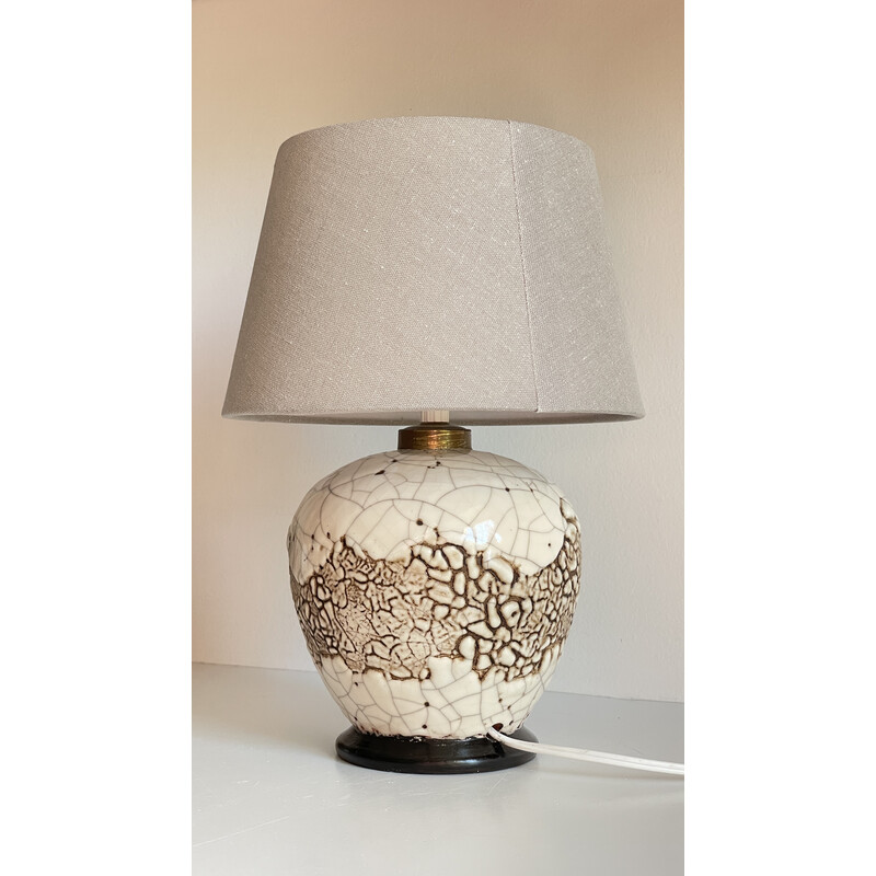 Vintage cracked ceramic ball lamp, 1980-1990