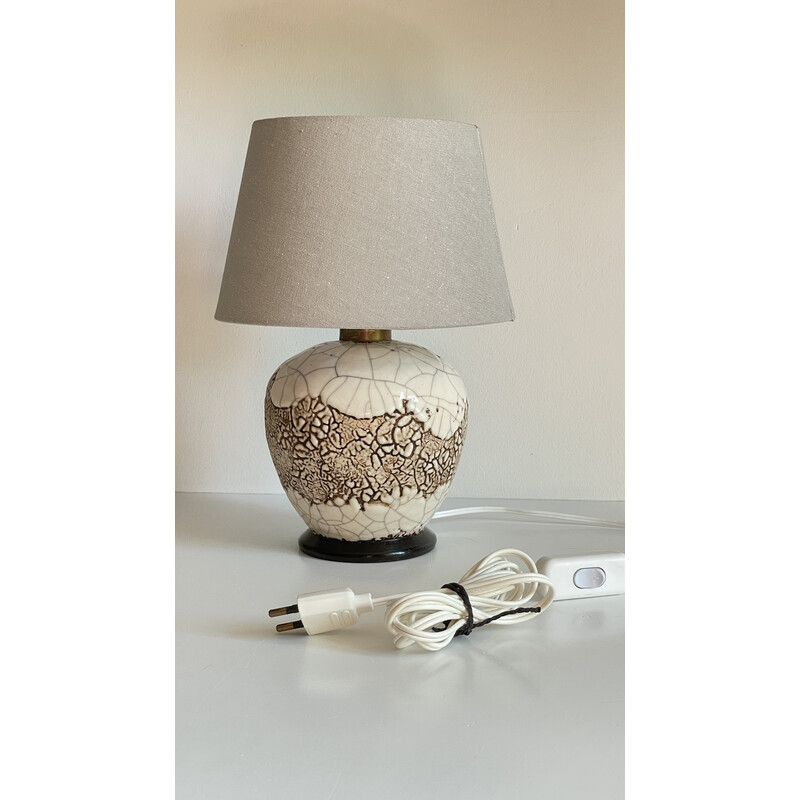 Vintage cracked ceramic ball lamp, 1980-1990