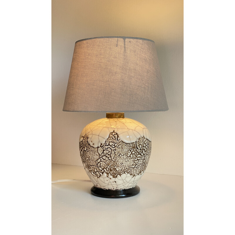 Vintage cracked ceramic ball lamp, 1980-1990