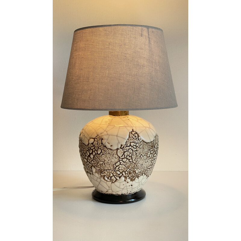 Vintage cracked ceramic ball lamp, 1980-1990