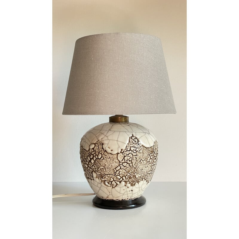 Vintage cracked ceramic ball lamp, 1980-1990