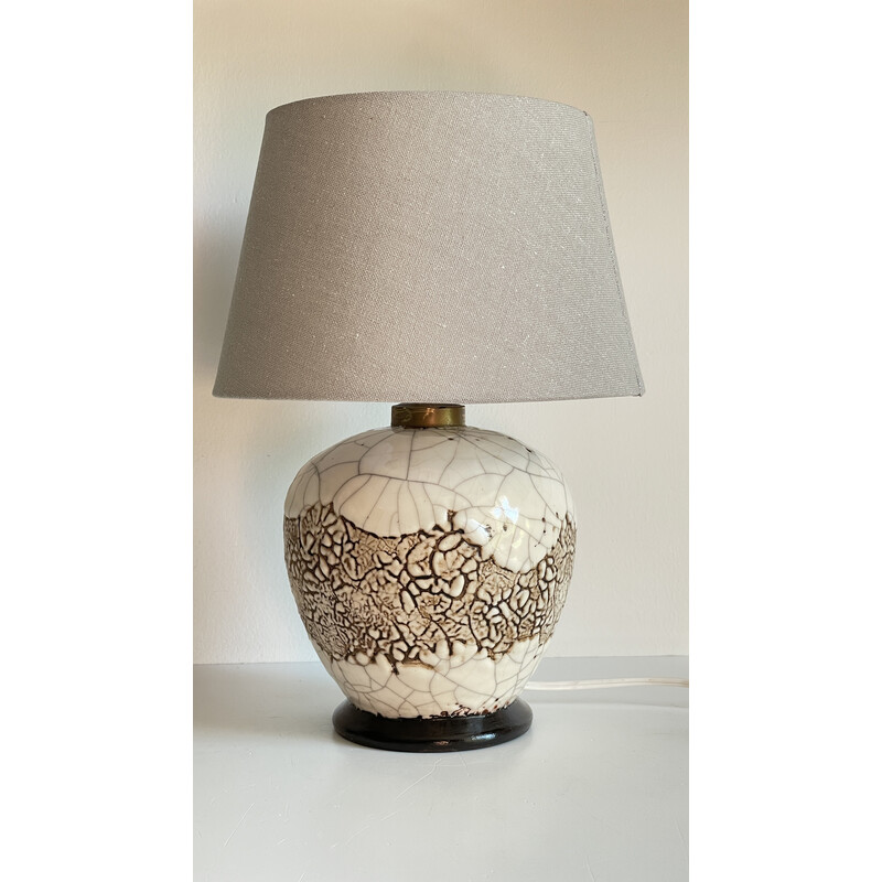 Lampe boule vintage en créamique craquelée, 1980-1990