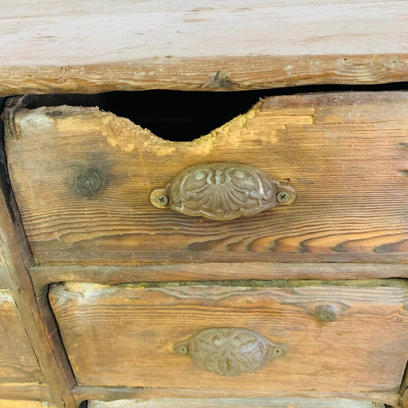 Armadio artigianale in legno vintage a 24 cassetti