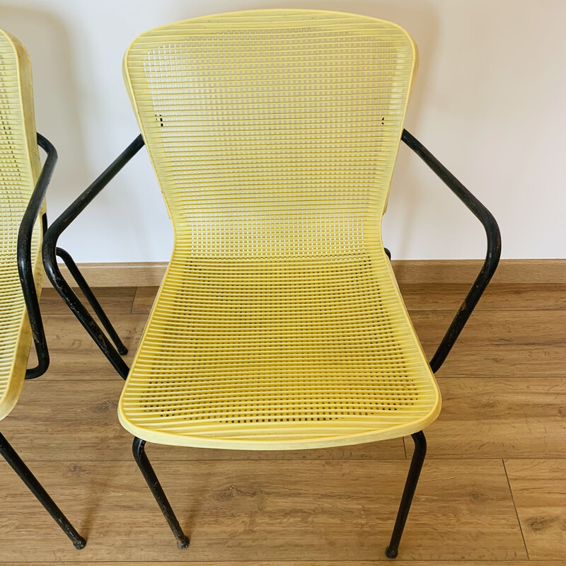 Lot de 4 fauteuils d'extérieur vintage jaunes, 1970