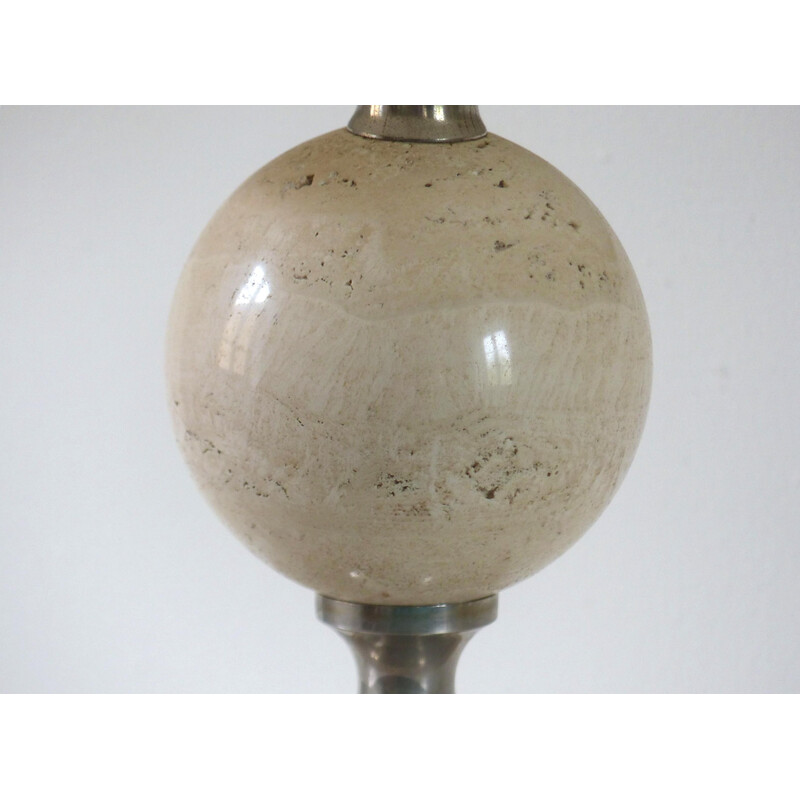 Vintage travertine and chrome table lamp by Philippe Barbier, 1970