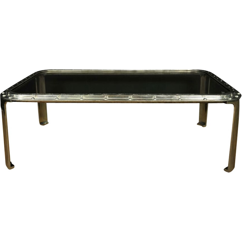 Steel and glass coffee table - 2000s