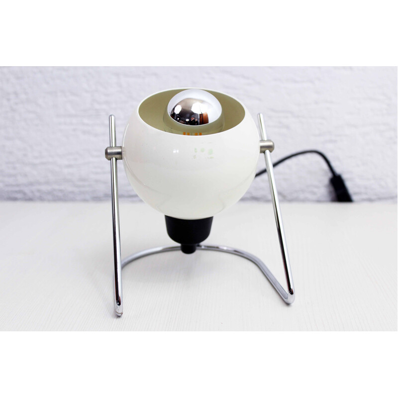 Vintage Eye Ball lamp in white lacquered metal, 1970