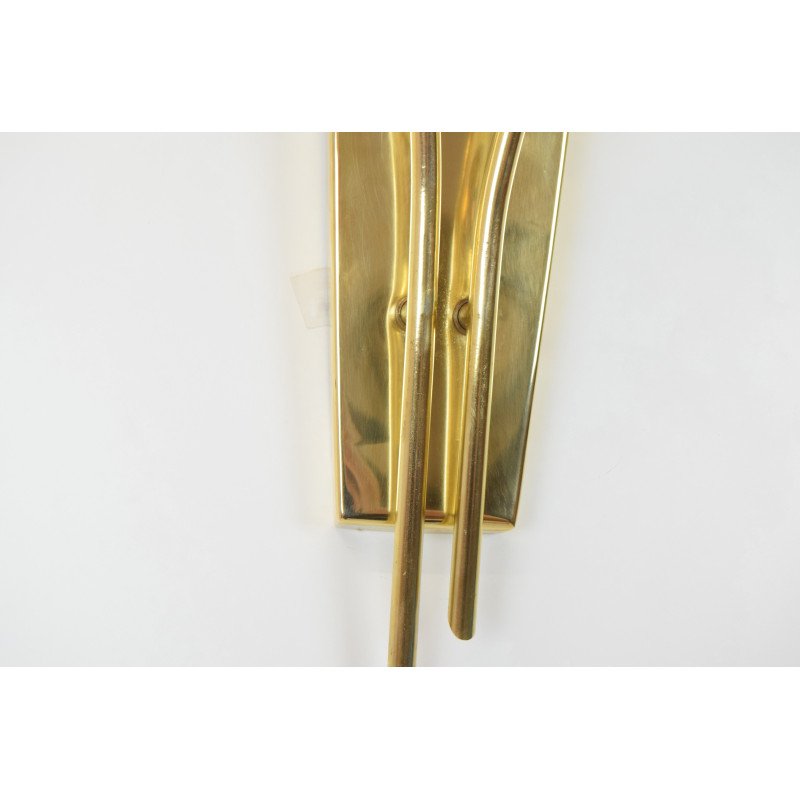 Mid-century glass and brass wall lamp by Kamenicky Senov, Czechoslovakia 1960s