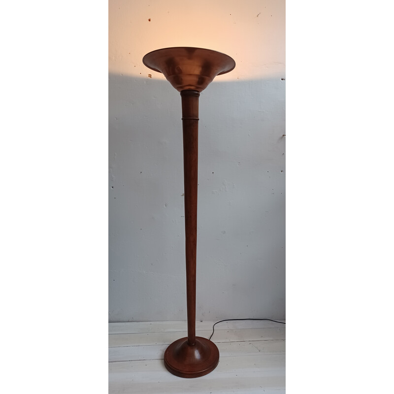 Lampada da terra d'epoca in ottone Art Déco, 1930